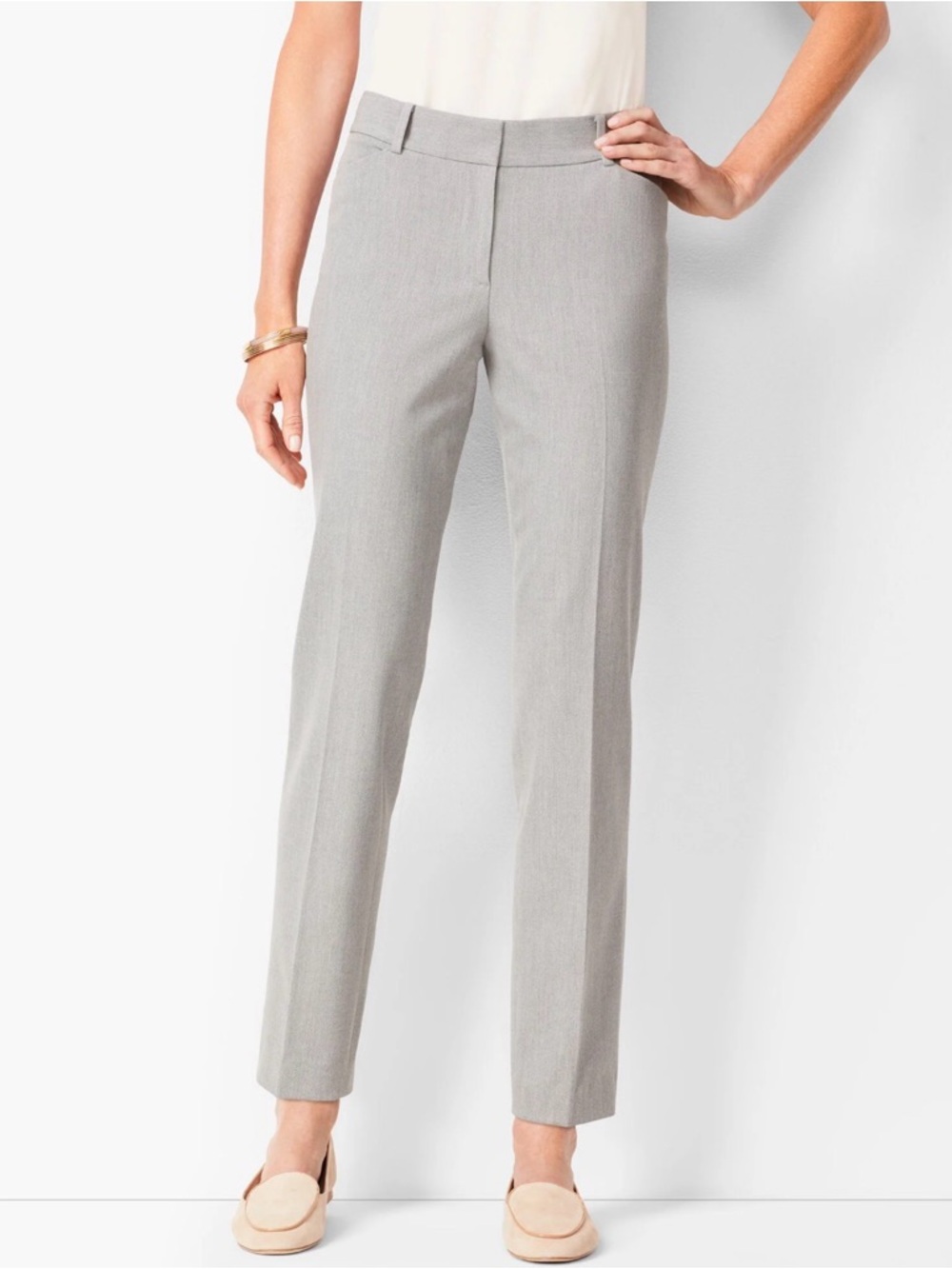 Talbots Hampshire Ankle Light Gray Straight-Leg Dress Trousers Size 4